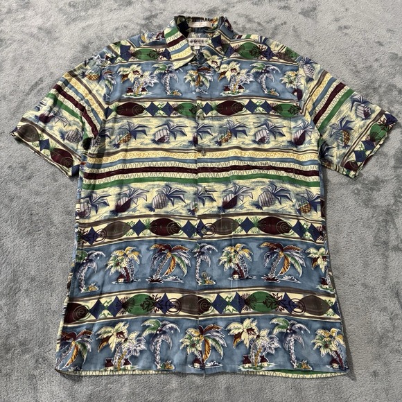 Campia Moda Vintage‎ Men's Funky Hawaiian Abstract Print Rayon Button Shirt M - Picture 1 of 6